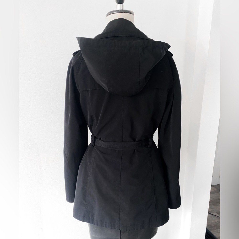 Calvin Klein Black Trench Coat with Sash – Size Small - Picture 6 of 10